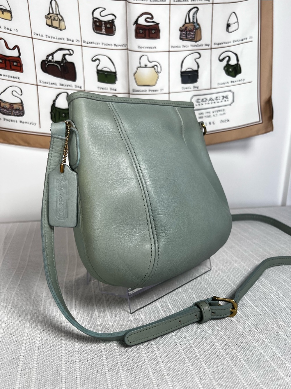 VTG Coach Mint Green Leather Small Framed Pouch Crossbody Bag 9990 USA Made